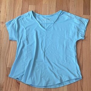 Tranquility by Colorado Clothing V Neck T Shirt Womens Medium Blue Hiking Gym